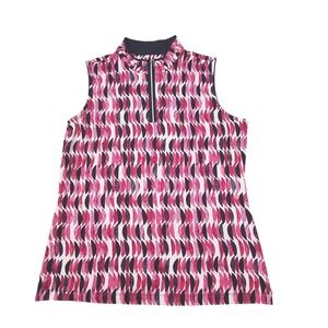 Tail White Label Polo Womens Large Pink Black Sleeveless Golf Top GJ1050-8828